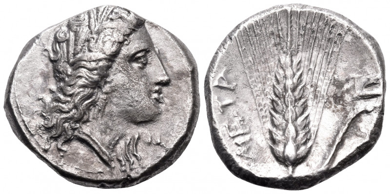 LUCANIA. Metapontum. Circa 330-290 BC. Nomos (Silver, 20.5 mm, 7.82 g, 8 h). Hea...