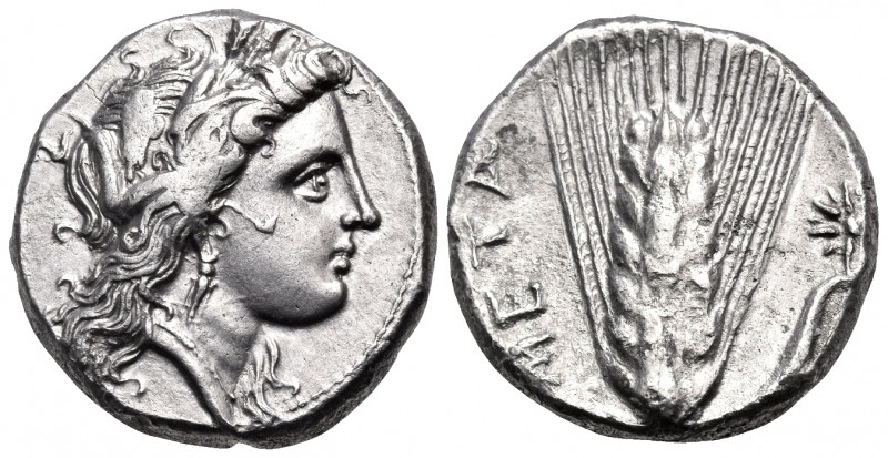LUCANIA. Metapontum. Circa 330-290 BC. Nomos (Silver, 20 mm, 7.77 g, 7 h), struc...