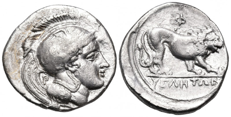 LUCANIA. Velia. Circa 340-334 BC. Nomos (Silver, 22.5 mm, 7.49 g, 3 h). Head of ...