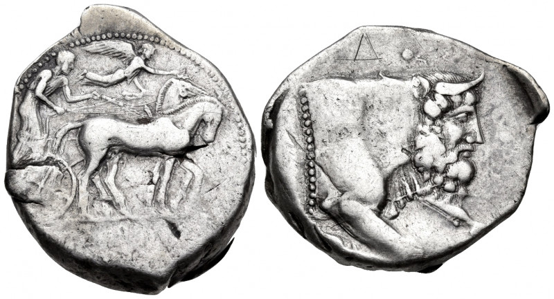 SICILY. Gela. Circa 450-440 BC. Tetradrachm (Silver, 30 mm, 16.67 g, 10 h). Quad...
