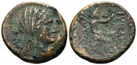THRACE. Byzantion. late 3rd-2nd centuries BC. (Bronze, 23 mm, 10.76 g, 12 h), alliance issue with Kalchedon in Bithynia. Veiled head of Demeter to rig...