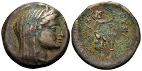THRACE. Byzantion. late 3rd-2nd centuries BC. (Bronze, 25 mm, 10.47 g, 11 h), alliance issue with Kalchedon in Bithynia. Veiled head of Demeter to rig...