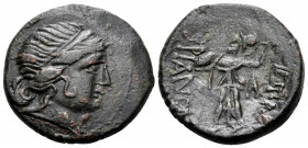 THRACE. Mesambria. Circa 175-100 BC. (Bronze, 19.80 mm, 6.59 g, 10 h). Diademed female head to right. Rev. METAM-BPIANΩN Athena Promachos advancing to...