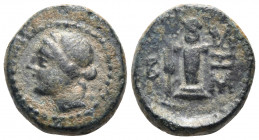 THRACE. Sestos. Circa 300 BC. Chalkous (Bronze, 12 mm, 2.18 g, 12 h). Female head to left. Rev. ΣΗΣ Herm facing; to left, B and grain ear. HGC 3.2, 16...