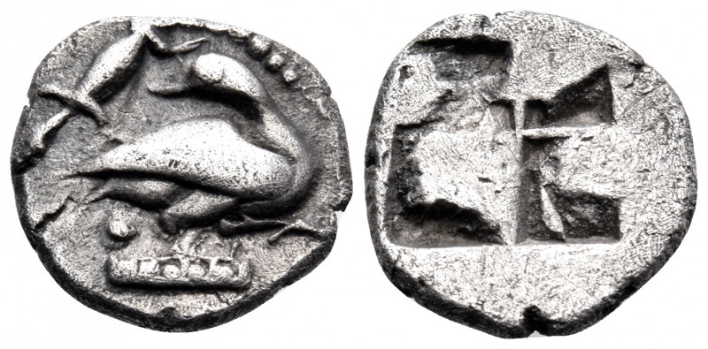 MACEDON. Eion. Circa 470-460 BC. Diobol (Silver, 11 mm, 1.07 g). Goose standing ...