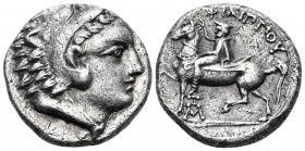 KINGS OF MACEDON. Philip II, 359-336 BC. Didrachm (Silver, 19 mm, 7.11 g, 7 h), Pella. Head of Herakles to right, wearing lion skin's headdress. Rev. ...