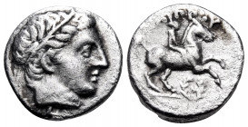 KINGS OF MACEDON. Philip II, 359-336 BC. 1/5 Tetradrachm (Silver, 13 mm, 2.42 g, 3 h), struck posthumously under Philip III Arrhidaios, Amphipolis, ci...