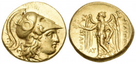 KINGS OF MACEDON. Philip III Arrhidaios, 323-317 BC. Stater (Gold, 17.10 mm, 8.55 g, 12 h), Babylon, c. 323-317. Head of Athena to right, wearing Cori...