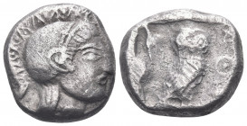 ATTICA. Athens. Circa 500/490-485/0 BC. Drachm (Silver, 14.5 mm, 4.16 g, 11 h). Head of Athena to right, wearing crested Attic helmet. Rev. ΑΘΕ Owl st...