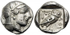 ATTICA. Athens. Circa 455-449 BC. Tetradrachm (Silver, 26 mm, 17.15 g, 10 h). Head of Athena to right, wearing crested Attic helmet adorned with three...