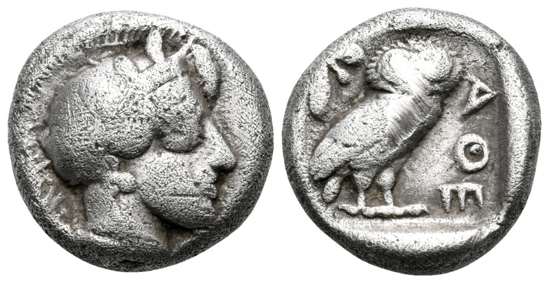 ATTICA. Athens. 449-404 BC. Drachm (Silver, 13.2 mm, 4.06 g, 8 h). Head of Athen...