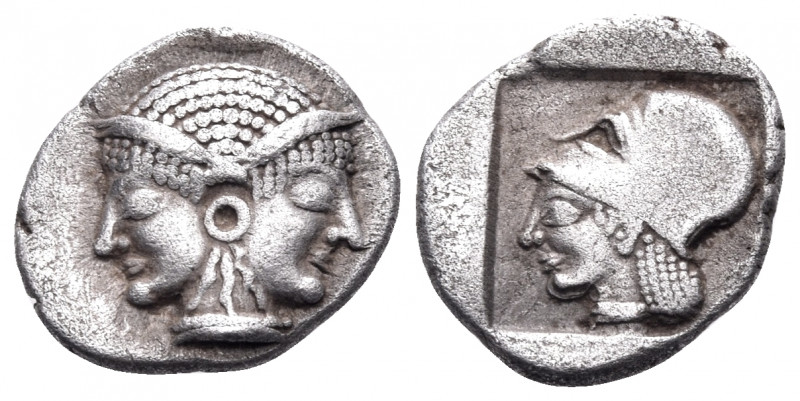 MYSIA. Lampsakos. Circa 500-450 BC. Diobol (Silver, 10 mm, 0.89 g, 3 h). Janifor...