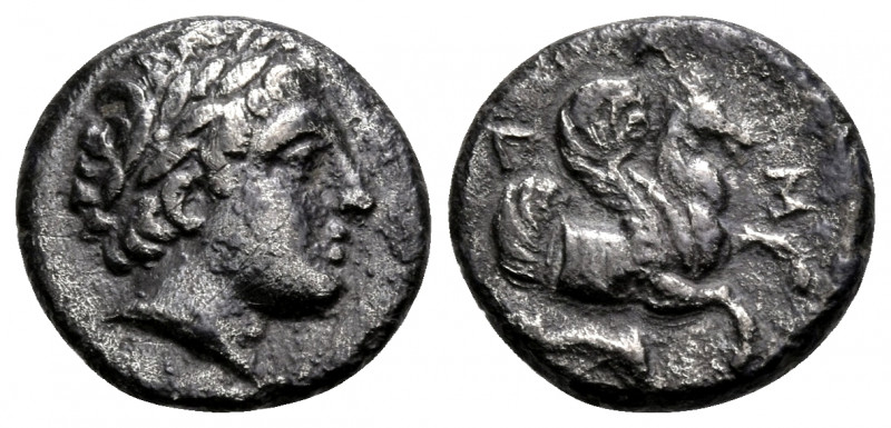 MYSIA. Lampsakos. 4th-3rd century BC. Diobol (Silver, 10.5 mm, 1.10 g, 12 h). La...