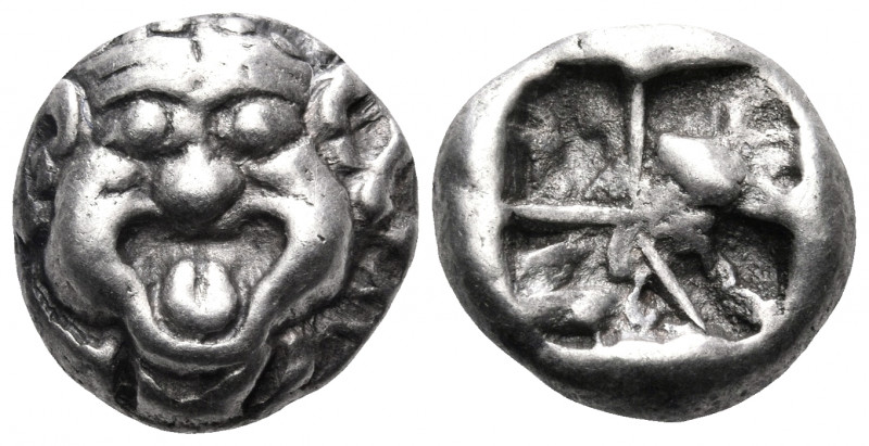 MYSIA. Parion. 5th century BC. Drachm (Silver, 13.5 mm, 3.96 g). Facing gorgonei...