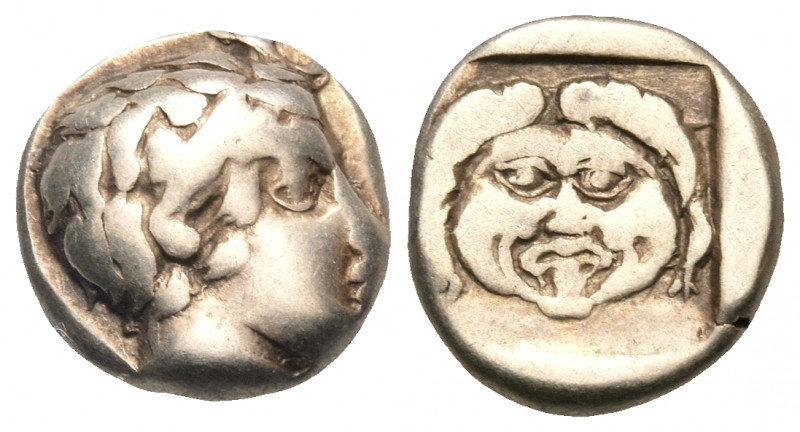 LESBOS. Mytilene. Circa 454-428/7 BC. Hekte (Electrum, 10.5 mm, 2.50 g, 12 h). H...