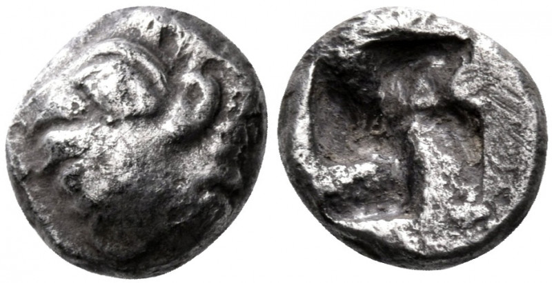 IONIA. Kolophon. late 6th century BC. Obol (Silver, 8 mm, 0.88 g). Archaic head ...