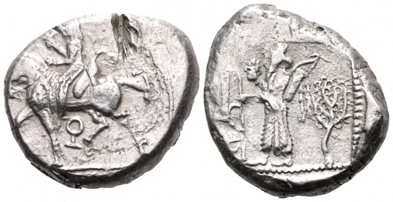 CILICIA. Tarsos. Circa 440-410 BC. Stater (Silver, 22 mm, 10.81 g, 11 h). Horsem...