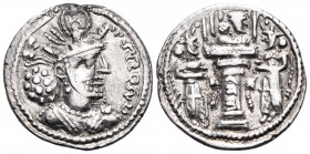 SASANIAN KINGS. Shahpur II, 309-379. Drachm (Silver, 21 mm, 4.06 g, 3 h), Mint IX ('Kabul'), c. 320-379. Bust of Shapur II right, wearing mural crown ...