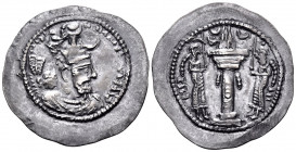 SASANIAN KINGS. Yazdgard I, 399-420. Drachm (Silver, 29 mm, 4.20 g, 3 h), AS (Aspahān or Aspānvar) mint. crowned and cuirassed bust of Yazdgard I to r...