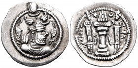 SASANIAN KINGS. Peroz I, Circa 457/9-484. Drachm (Silver, 28 mm, 4.08 g, 3 h), 3rd crown type, KL mint (Kirman), c. 477-484. Draped bust of Peroz I to...