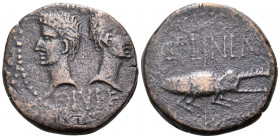 Augustus, with Agrippa, 27 BC-AD 14. As (Copper, 25.5 mm, 11.45 g, 9 h), Nemausus, c. 16/5-10 BC. IMP / DIVI F Head of Agrippa to left, wearing combin...