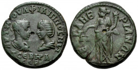 THRACE. Mesembria. Philip I with Otacilia Severa, 244-249. (Bronze, 25.10 mm, 11.92 g, 7 h). AYT M IOYΛ ΦIΛIΠΠOC M Ω/T CEB(H)PA / CEB Laureate, draped...