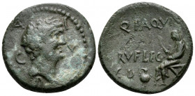 MACEDON. Philippi. Mark Antony, 42 BC. (Bronze, 20 mm, 6.45 g, 12 h), struck under the legate Q. Paquius Rufus. A-I/C-V Bare head of Mark Antony to ri...