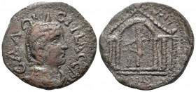 MYSIA. Lampsacus. Salonina, 254-268. (Bronze, 23 mm, 5.60 g, 12 h). Draped bust of the empress to right. Rev. ΛΑΜ-ΨΑΚ-ΕΩΝ Hexastyle temple containing ...