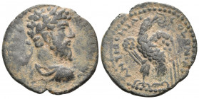PISIDIA. Antiochia. Marcus Aurelius, 161-180. (Bronze, 25 mm, 5.80 g, 6 h). ANTONINVS AVGVS Laureate and cuirassed bust of Marcus Aurelius to right, w...