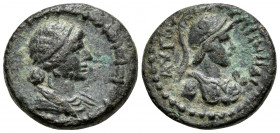 CILICIA. Augusta. Livia, Augusta, 14-29. (Bronze, 17 mm, 4.16 g, 1 h). Draped bust of Livia to right. Rev. AΥΓΟΥΣΤΑΝΩΝ ΑΙ Helmeted bust of Athena to r...