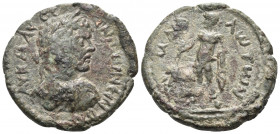 CILICIA. Mallus. Caracalla, 198-217. Assarion (Bronze, 23 mm, 7.77 g, 6 h). AY K M AYP CЄ ANTωNЄINON Laureate, draped and cuirassed bust of Caracalla ...