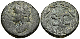 SYRIA, Seleucis and Pieria. Antioch. Domitian, as Caesar, 69-81. As (Bronze, 26 mm, 14.90 g, 12 h). DOMITIANVS CAESAR Laureate head of Domitian to lef...