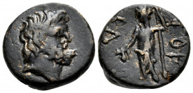 SYRIA, Seleukis and Pieria. Laodicea ad Mare (?). 1st century BC. (Bronze, 15.5 mm, 3.48 g, 12 h). Bare head of Zeus (?) to right. Rev. [...]Λ ΦΟΡ Dio...