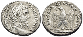PHOENICIA. Tyre. Septimius Severus, 193-211. Tetradrachm (Billon, 27 mm, 13.83 g, 11 h), 209-211. AYT KAI CEΠ CEOYHPOC CE Laureate head of Septimius S...