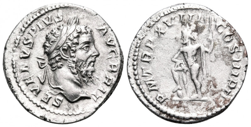 Septimius Severus, 193-211. Denarius (Silver, 18 mm, 3.36 g, 6 h), Rome, 210. SE...