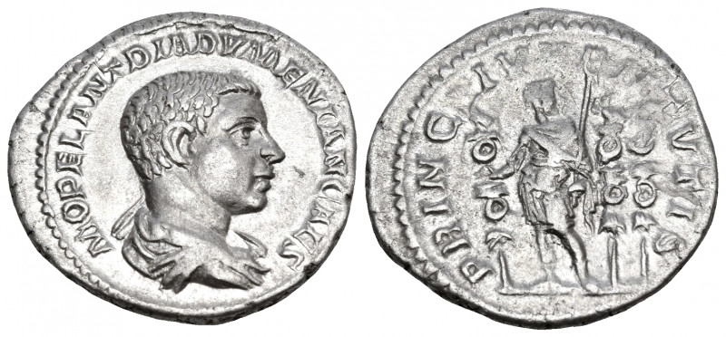 Diadumenian, as Caesar, 217-218. Denarius (Silver, 19.5 mm, 2.97 g, 6 h), Rome, ...