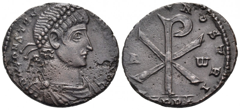 Constantius II, 337-361. Centenionalis (Bronze, 23 mm, 6.03 g, 1 h), Treveri, P ...