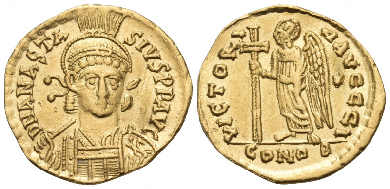 Anastasius I, 491-518. Solidus (Gold, 19 mm, 3.74 g, 6 h), Constantinople, 10th ...