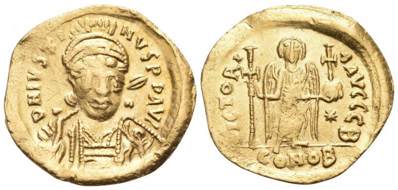 Justin I, 518-527. Solidus (Gold, 20 mm, 4.24 g, 6 h), Constantinople, 2nd offic...