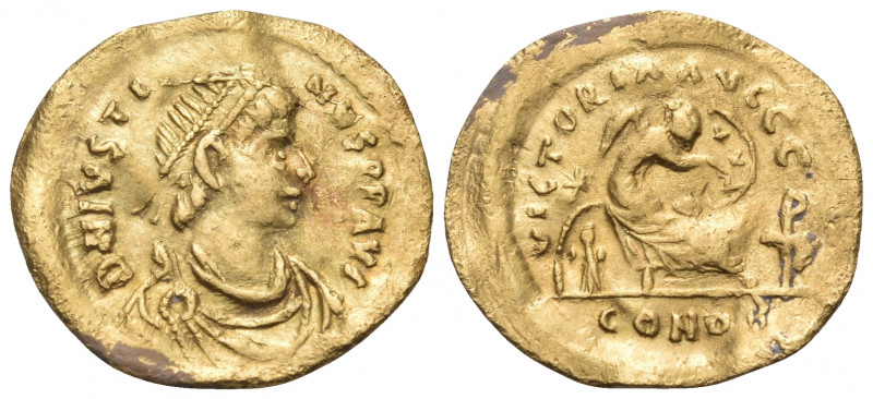 Justin I, 518-527. Semissis (Gold, 17 mm, 2.17 g, 7 h), Constantinople. DN IVSTI...