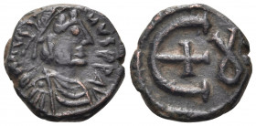 Justinian I, 527-565. Pentanummium (Bronze, 10 mm, 2.37 g, 6 h), Theupolis (Antioch). D N IVSTINIANVS P P AVG Diademed, draped and cuirassed bust of J...