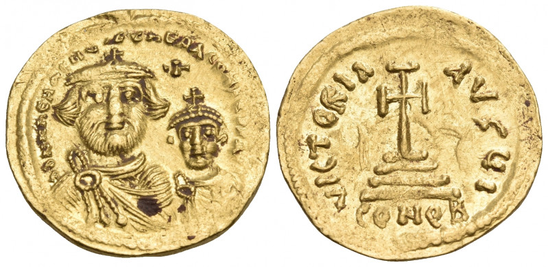 Heraclius, with Heraclius Constantine, 610-641. Solidus (Gold, 20.2 mm, 4.50 g, ...