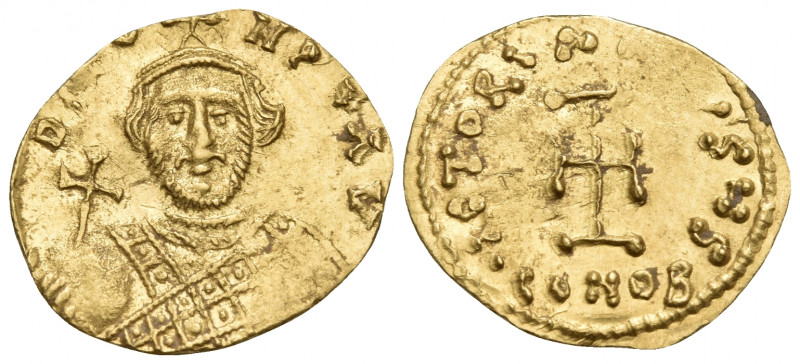 Leontius, 695-698. Tremissis (Gold, 17 mm, 1.45 g, 6 h), Constantinople. D LEON ...