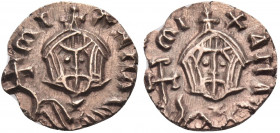 Michael III "the Drunkard", 842-867. Tremissis (Electrum, 12.5 mm, 1.03 g, 6 h), Syracuse, 856-866. MI-XAHΛ Crowned facing bust of Michael, wearing ch...