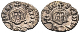 Basil I the Macedonian, with Constantine, 867-886. Semissis (Gold, 14.5 mm, 1.21 g), Syracuse, 868-879. bAS-ILEOC Crowned bust of Basil facing, wearin...