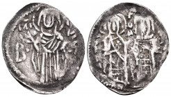 Andronicus III Palaeologus, 1328-1341. Basilikon (Silver, 22 mm, 1.01 g, 6 h), Constantinople. The Virgin Mary standing facing, orans, flanked by B• (...