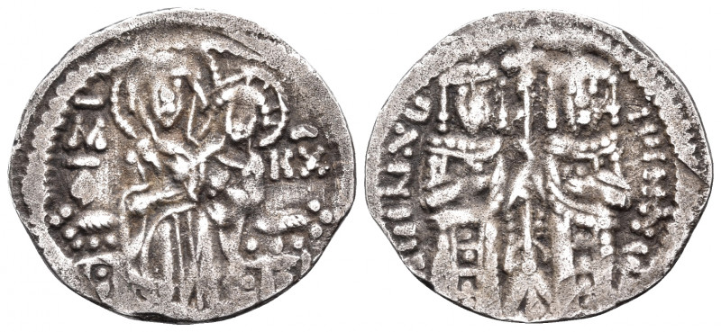 John V Palaeologus, with John VI, 1341-1391. Basilikon (Silver, 19 mm, 1.46 g, 1...