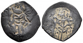 John III, emperor of Trebizond, 1342-1344. Trachy (Bronze, 19.80 mm, 1.42 g, 6 h). St. Eugenius standing facing, nimbate, holding long cross in right ...