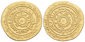 ISLAMIC, Fatimids. al-Mustansir billah, AH 427-487 / AD 1036-1094. Dinar (Gold, 21.5 mm, 3.85 g), Tarablus (Tripolis in Lebanon) mint, AH 446 =1054-10...