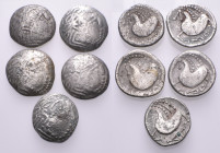 CELTIC, Eastern Europe. Circa 2nd century BC. Tetradrachm (Silver, 39.72 g). A lot of Five (5) Celtic Tetradrachms from the northern Carpathian region...